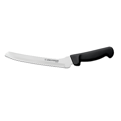 Dexter 31606B 8" Black Scalloped Edge Basics Sandwich Knife with Polypropylene Handle
