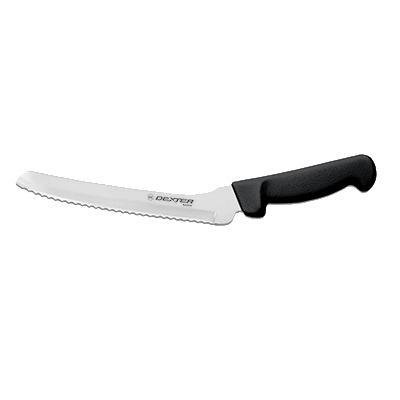 Dexter 31606B 8" Black Scalloped Edge Basics Sandwich Knife with Polypropylene Handle