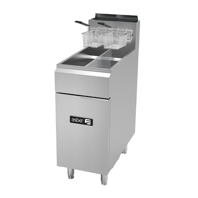 Asber AEF-25-25-S-NG 50 Lbs. Stainless Steel Natural Gas Fryer - 152,000 BTU