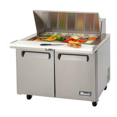 Migali C-SP48-18BT-HC 48.2" W Two-Section Two Door Competitor Series Refrigerated Counter/Big Top Sandwich Prep Table