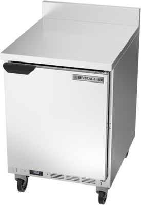 Beverage Air WTF24AHC-FIP 24"W One Door Stainless Steel Worktop Freezer With 4" Foamed-In Place Backsplash