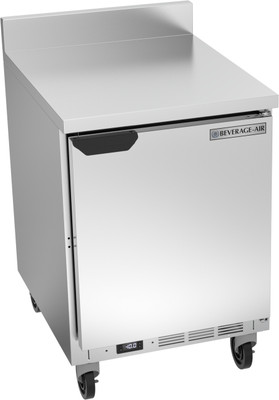 Beverage Air WTF24AHC-FIP 24"W One Door Stainless Steel Worktop Freezer With 4" Foamed-In Place Backsplash