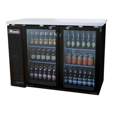 Migali C-BB48G-HC 48.75"W Two-Section Glass Door Competitor Series Refrigerated Back Bar Cabinet