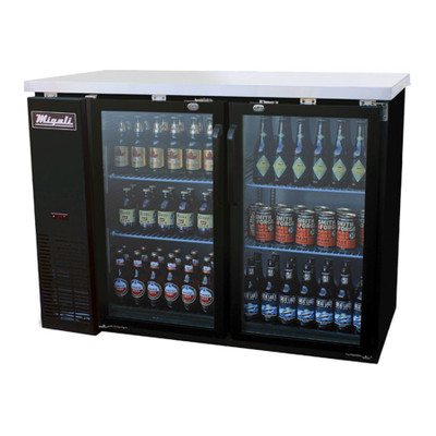 Migali C-BB48G-HC 48.75"W Two-Section Glass Door Competitor Series Refrigerated Back Bar Cabinet