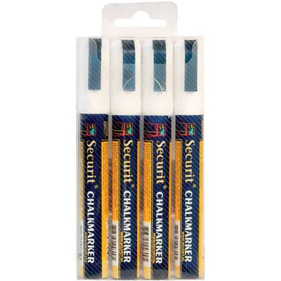 American Metalcraft SMA510V4WT Small Tip White Securit Chalk Markers (Pack of 4)