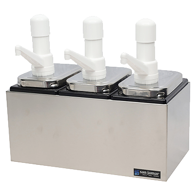 San Jamar P9713 Condiment Pump Service Center Countertop Triple Well 14"W