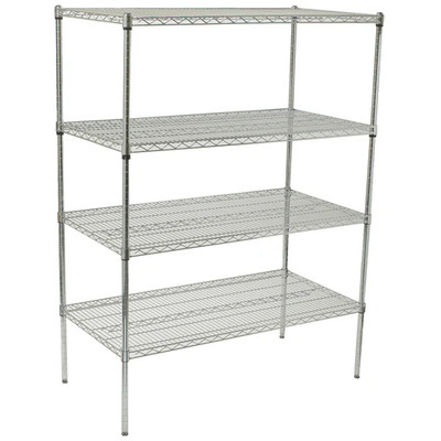 Winco Vcs-2436 Wire Shelving Set 24" x 36" x 72" 4 Tiers Chrome Plated ( 1 Set)