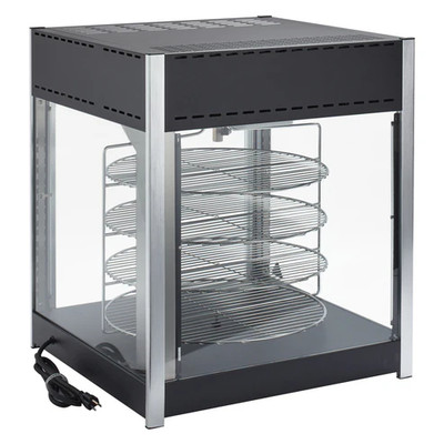 Winco EDM-1K 25.25" W Stainless Steel & Glass 4 Shelves Heated Pizza Merchandiser - 1500 Watts