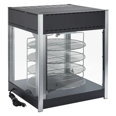 Winco EDM-1K 25.25" W Stainless Steel & Glass 4 Shelves Heated Pizza Merchandiser - 1500 Watts