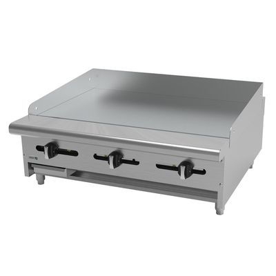Asber AEMG 36 H 36" W Stainless Steel Liquid Propane Manual Countertop Griddle - 90,000 BTU