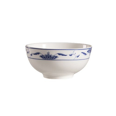CAC China 103-64 7 Oz. Bone White Porcelain Round Blue Lotus Rice Bowl (4 Dozen Per Case)