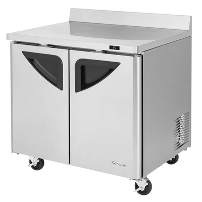 Turbo Air TWR-36SD-N6 36.38"W Two-Section Stainless Steel Door Super Deluxe Worktop Refrigerator