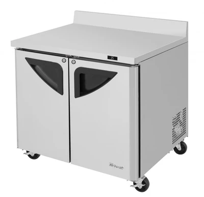 Turbo Air TWR-36SD-N6 36.38"W Two-Section Stainless Steel Door Super Deluxe Worktop Refrigerator