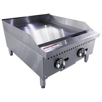 Adcraft BDCTG-24T 24" W Countertop Black Diamond Thermostatic Gas Griddle - 60,000 BTU