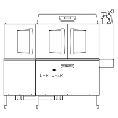 Hobart CL76-BAS+BUILDUP Low Temp Conveyor Dishwasher 0.56 Gallon/Rack Stainless Steel Enclosure Panels Microprocessor Controls