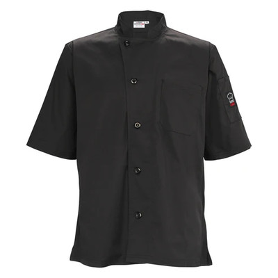 Winco UNF-9KS Black Broadway Ventilated Shirt with Chest Pocket