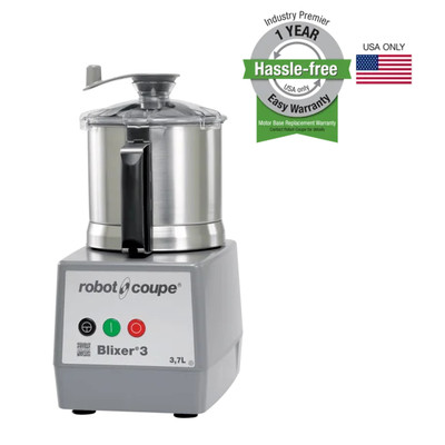 Robot Coupe Blixer3 Food Processor with 3.7 Liter Stainless Steel Bowl and Single Speed - 1 1/2 hp