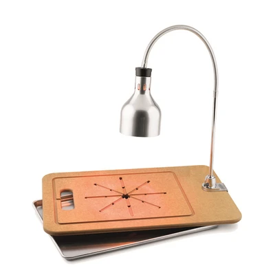 Cres Cor IFW61WFPN 30.5" W Nickel Hood and Wood Base Portable Infra Red Warmer Countertop Carving Station Star Series - 120 Volts