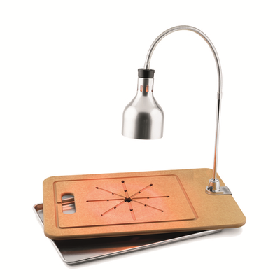Cres Cor IFW61WFPN 30.5" W Nickel Hood and Wood Base Portable Infra Red Warmer Countertop Carving Station Star Series - 120 Volts