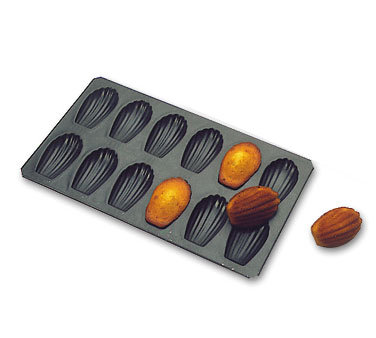 Matfer Bourgeat 310731 Exopan Madeleine Sheet 14"L x 8"W 12-Count 3" Madeleines Non-Stick Coating Steel
