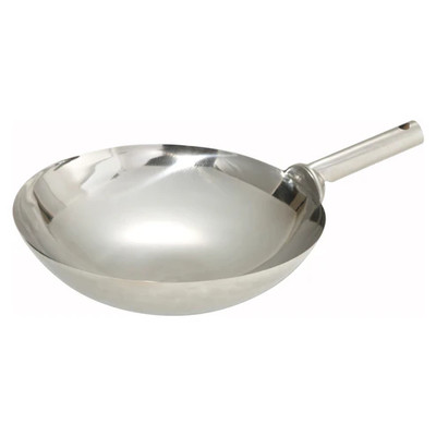 Winco WOK-16W 16" Dia. Round Stainless Steel Chinese Wok