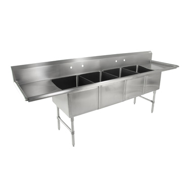 John Boos 4B18244-2D18 4 Compartment B Series Sink 111"W x 29-1/2"D x 44"H