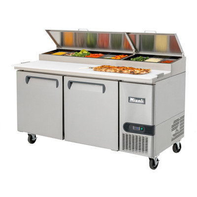 Migali C-PP67-HC 67" W Two-Section Two Door Two Door Competitor Series Refrigerated Counter/Pizza Prep Table