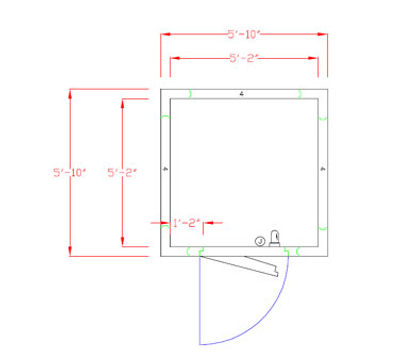 American Panel 6X6C-I 70" W x 87.75" H Indoor Acrylume Floorless Walk-In Cooler