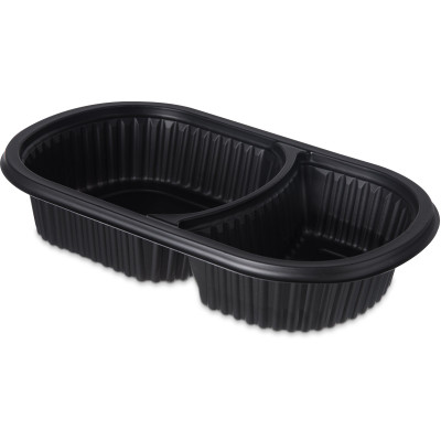 Dinex DXMW812PBLK 18 oz Black Polypropylene Medium Oblong Disposable Entree Platter