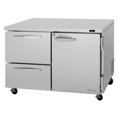 Turbo Air PUF-48-D2R(L)-N 48.25"W Two-Section Solid Door PRO Series Undercounter Freezer