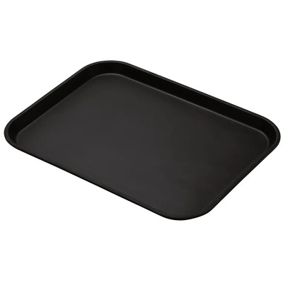 Cambro 1418CT110 14" x 18" Fiberglass Black Satin Camtread Serving Tray - 12/Case