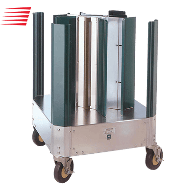 Cres Cor 501D 11" Plate Size Aluminum 4-Compartment Poker Chip Style Dish Dolly with 2 Adjustable Adapters