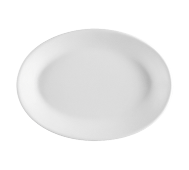 CAC China FR-14 European White Ceramic Free Form Franklin Platter (1 Dozen)