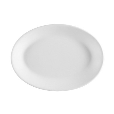 CAC China FR-14 European White Ceramic Free Form Franklin Platter (1 Dozen)