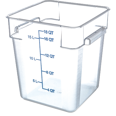 Carlisle 1195507 18 Qt. Clear with Blue Print Polycarbonate Squares Food Storage Container