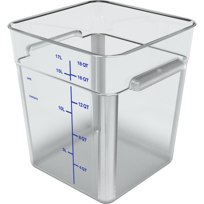 Carlisle 1195507 18 Qt. Clear with Blue Print Polycarbonate Squares Food Storage Container