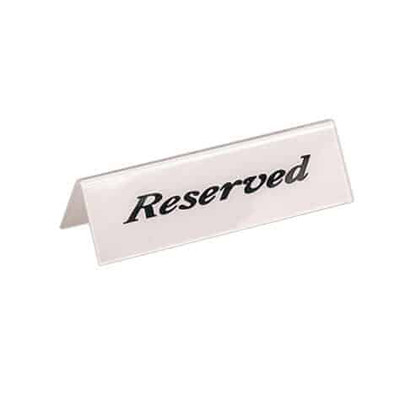American Metalcraft 2601H 6" W White Reserved Message Tent Sign