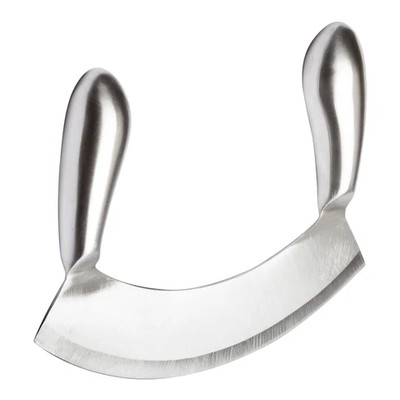 Winco KCC-3 6-9/10"L x 5-1/2"W x 1"H Single Blade Stainless Steel Mezzaluna Knife