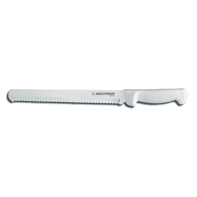 Dexter 31605 12" White Scalloped Edge Basics Slicer with Polypropylene Handle