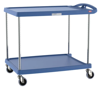 Metro MY2636-25BU 27.69" W x 40.25" D x 36.88" H Blue Plastic Shelf myCart Series Utility Cart