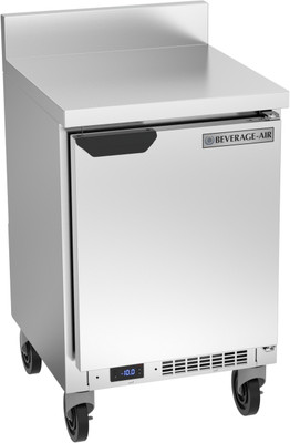 Beverage Air WTF20HC-FIP 20"W One Door Stainless Steel Worktop Freezer With 4" Foamed-In Place Backsplash