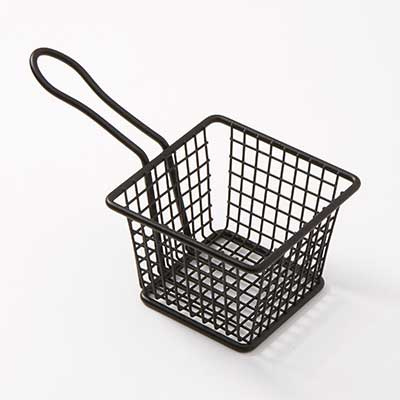 American Metalcraft FRYB443 Stainless Steel Black Square Mini Fry Basket