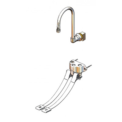 T&S Brass B-0504-537K Pedal Valve double wall mount 6"