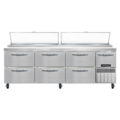 Continental Refrigerator PA93N-D 93" W Three-Section Pizza Prep Table