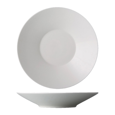 CAC China GDC-CR21 11&quot; Dia. Bone White Porcelain Round Grand Canyon Plate (1 Dozen)