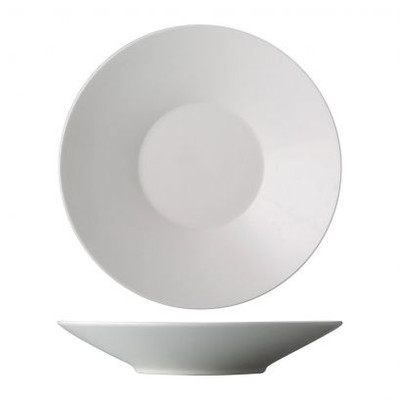 CAC China GDC-CR21 11" Dia. Bone White Porcelain Round Grand Canyon Plate (1 Dozen)