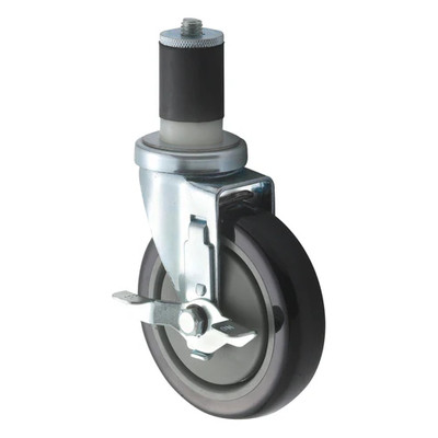 Winco Ct-1B Caster Set 5" Dia. Wheel With Stem & Brake 220 Lbs. Capacity Grease Resistant Polyurethane (2 Each Per Set)