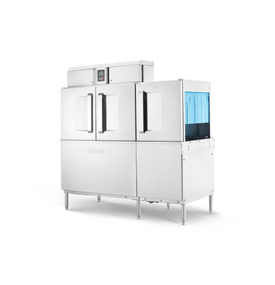 Hobart CL66-BAS+BUILDUP 44.75" W Stainless Steel Single Tank Conveyor Dishwasher - 208 Volts