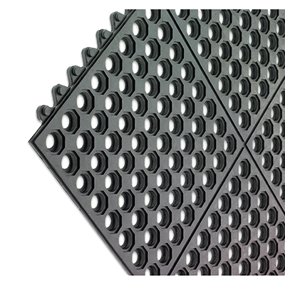 San Jamar KM1140B 3'L x 3'W x 1/2"D Black Kitchen Mat