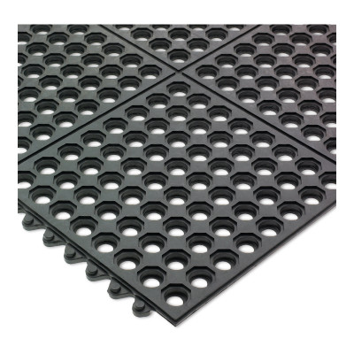 San Jamar KM1140B 3'L x 3'W x 1/2"D Black Kitchen Mat